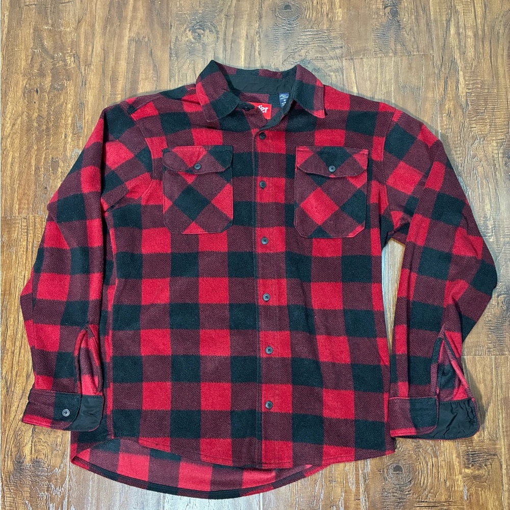 Wrangler Buffalo Plaid Button Long Sleeve Men's Medium Red/ Black Button Up #L15